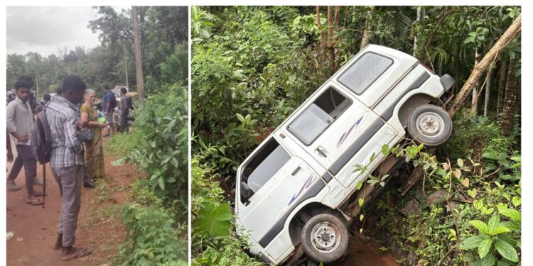ಪುತ್ತೂರು: ಚಾಲಕನ ನಿಯಂತ್ರಣ ತಪ್ಪಿ ಗುಂಡಿಗೆ ಬಿದ್ದ ಕಾರು..!!