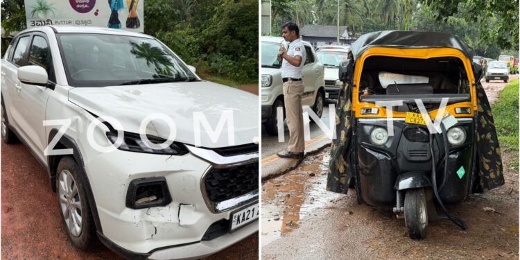 ಪುತ್ತೂರು: ರಿಕ್ಷಾ ಪಲ್ಟಿಯಾಗಿ ಕಾರಿಗೆ ಡಿಕ್ಕಿ..!!!