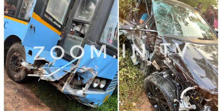 ಪುತ್ತೂರು : ಕೆ ಎಸ್ ಆರ್ ಟಿ ಸಿ ಬಸ್ ಮತ್ತು ಕಾರಿನ ನಡುವೆ ಡಿಕ್ಕಿ…!!!