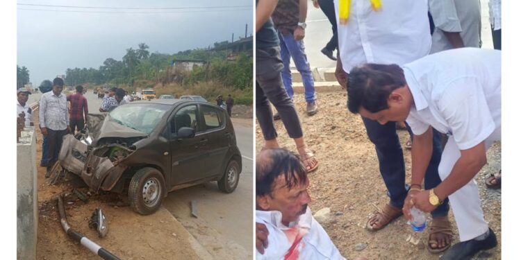 ಮೆಲ್ಕಾರ್ ಡಿವೈಡರ್‌ಗೆ ಕಾರು ಡಿಕ್ಕಿ: ಪುತ್ತೂರಿನ ನಾಲ್ವರಿಗೆ ಗಾಯ : ಆಸ್ಪತ್ರೆಗೆ ದಾಖಲಿಸಿದ ಕೃಷ್ಣ ಪ್ರಸಾದ್ ಆಳ್ವ..!!