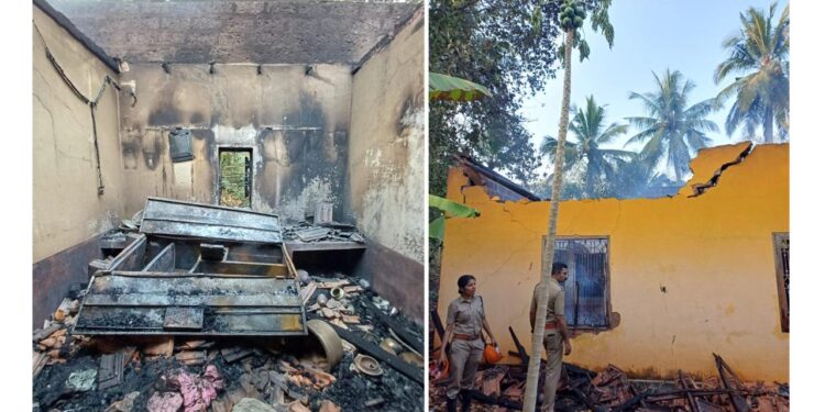 ಮನೆ ಬೆಂಕಿಗಾಹುತಿ : ಅಪಾರ ನಾಶ ನಷ್ಟ..!!