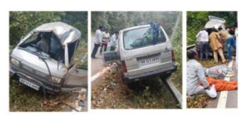 ಚಾಲಕನ ನಿಯಂತ್ರಣ ತಪ್ಪಿ ಓಮ್ನಿ ಪಲ್ಟಿ…!!