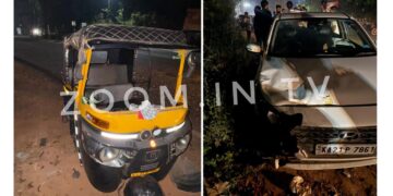 ಪುತ್ತೂರು: ಬಪ್ಪಳಿಗೆ ಬಳಿ ಕಾರು ಮತ್ತು ರಿಕ್ಷಾ ನಡುವೆ ಡಿಕ್ಕಿ..!!