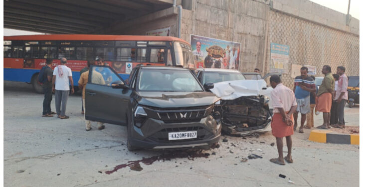 ಮಾಣಿ ಜಂಕ್ಷನ್‌ನಲ್ಲಿ ಕಾರುಗಳ ಡಿಕ್ಕಿ: ಚಾಲಕರು ಪವಾಡಸದೃಶ್ಯ ಪಾರು..!!