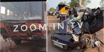 ಕಾರು ಮತ್ತು ಬಸ್ ನಡುವೆ ಡಿಕ್ಕಿ: ಓರ್ವ ಮೃತ್ಯು..!!!