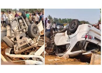 ಕುಂದಾಪುರ : ಚಾಲಕನ ನಿಯಂತ್ರಣ ತಪ್ಪಿ ಕಾರು ಪಲ್ಟಿ..!!