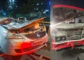 ಡಿವೈಡರ್ ಹಾರಿ KSRTC ಬಸ್ಗೆ ಗುದ್ದಿದ ಕಾರು: ಐವರು ಸಾವು..!!