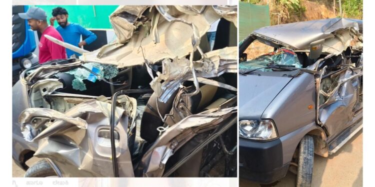 ಮಾಣಿ: ನಿಲ್ಲಿಸಿದ್ದ ಟಿಪ್ಪರ್ ಗೆ ಕಾರು ಡಿಕ್ಕಿ..!!!