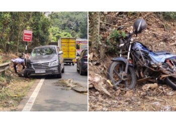 ಮಿತ್ತೂರು: ಕಾರು ಮತ್ತು ಬೈಕ್ ನಡುವೆ ಡಿಕ್ಕಿ..!!