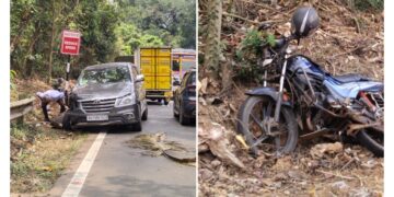 ಮಿತ್ತೂರು: ಕಾರು ಮತ್ತು ಬೈಕ್ ನಡುವೆ ಡಿಕ್ಕಿ..!!