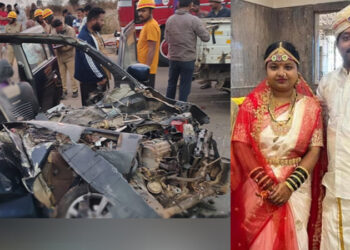 ಭೀಕರ ಅಪಘಾತ : ದೇವರ ದರ್ಶನಕ್ಕೆ ಹೋಗಿ ಬರುತ್ತಿದ್ದ ನವದಂಪತಿ ಸ್ಥಳದಲ್ಲೇ ಸಾವು..!!