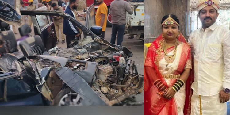 ಭೀಕರ ಅಪಘಾತ : ದೇವರ ದರ್ಶನಕ್ಕೆ ಹೋಗಿ ಬರುತ್ತಿದ್ದ ನವದಂಪತಿ ಸ್ಥಳದಲ್ಲೇ ಸಾವು..!!
