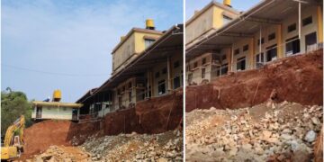 ಪುತ್ತೂರು: ಹವ್ಯಾಕ ಭವನದ ತಡೆಗೋಡೆ ಕುಸಿತ..!!!