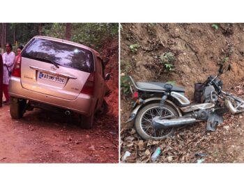 ಇನೋವಾ ಕಾರು: ದ್ವಿಚಕ್ರ ವಾಹನ ಡಿಕ್ಕಿ: ಸವಾರ ಗಂಭೀರ..!!