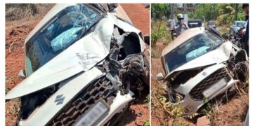 ವಿದ್ಯುತ್ ಕಂಬಕ್ಕೆ ಕಾರು ಢಿಕ್ಕಿ; ಐವರು ಯುವಕರು ಪಾರು..!!
