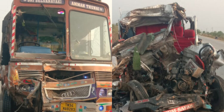 ಕ್ರೂಸರ್, ಲಾರಿ ಮಧ್ಯೆ ಭೀಕರ ಅಪಘಾತ : ಒಂದೇ ಕುಟುಂಬದ ಐವರ ದುರ್ಮರಣ..!!