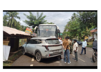 ಐರಾವತ ಬಸ್ : ಕಿಯಾ ಕಾರು ನಡುವೆ ಅಪಘಾತ..!!!