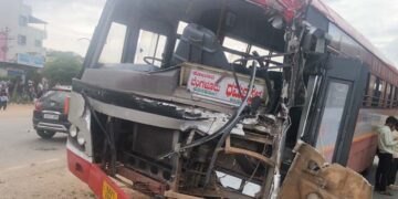 KSRTC ಬಸ್ – ಕಂಟೇನರ್ ಲಾರಿ ನಡುವೆ ಭೀಕರ ಅಪಘಾತ..!!