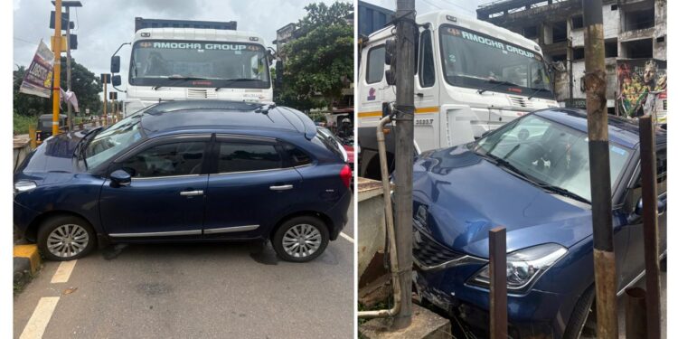 ರಸ್ತೆ ಅಪಘಾತ: ಕಾರು ಜಖಂ..!!