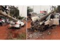 ಮಂಗಳೂರು: ಹೈವೋಲ್ಟೇಜ್‌ ವಿದ್ಯುತ್‌ ಕಂಬಕ್ಕೆ ಕಾರು ಡಿಕ್ಕಿ..!