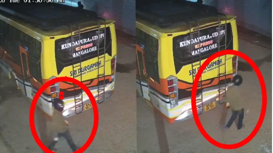 ಪೆಟ್ರೋಲ್ ಬಂಕ್ನಲ್ಲಿ ನಿಲ್ಲಿಸಿದ್ದ ಖಾಸಗಿ ಬಸ್ ಕಳವು: ಹೆಲ್ಮೆಟ್ ಧರಿಸಿ ಬಂದು ಎಕ್ಸ್ಪ್ರೆಸ್ ಬಸ್ ಎಗರಿಸಿದ ಖತರ್ನಾಕ್ ಕಳ್ಳರು..!