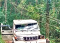 ಬೊಲೆರೊ ವಾಹನದ ಮೇಲೆ ಮರ ಬಿದ್ದು ಹಾನಿ; ಚಾಲಕನಿಗೆ ಗಾಯ..!