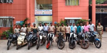 ಐಷಾರಾಮಿ ಜೀವನಕ್ಕಾಗಿ ಬೈಕ್ ಕಳವು : 7 ಮಂದಿ ವಶಕ್ಕೆ; ₹4.50 ಲಕ್ಷ ಮೌಲ್ಯದ 9 ದ್ವಿಚಕ್ರ ವಾಹನಗಳ ವಶ.!!